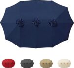 15 ft Replacement Canopy, 12-Rib Polyester Top Cover for Double-Sided Patio Umbrellas