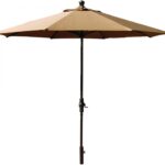  9 ft Bar Height Patio Umbrella, Brown Aluminum Market Umbrella with Auto Tilt