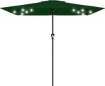 Rectangular Solar LED Patio Umbrella, 16-Light Vented Canopy with Crank Tilt - Apple Green / 11 Ft