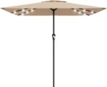 Rectangular Solar LED Patio Umbrella, 16-Light Vented Canopy with Crank Tilt