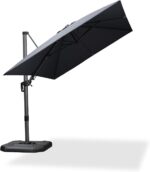 Square Cantilever Patio Umbrella, 360-Degree Rotating Offset Umbrella with Aluminum Frame