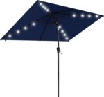 Rectangular Solar LED Patio Umbrella, 16-Light Vented Canopy with Crank Tilt