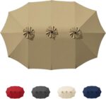 15 ft Replacement Canopy, 12-Rib Polyester Top Cover for Double-Sided Patio Umbrellas
