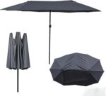 15 ft x 9 ft Replacement Canopy, 12-Rib Polyester Cover for Double-Sided Patio Umbrellas