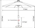 Solar LED Patio Umbrella, 80-Light Acrylic Market Umbrella with Crank and Tilt - Taupe / 10FT Single Vent