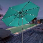 Solar LED Patio Umbrella, 80-Light Acrylic Market Umbrella with Crank and Tilt - Royal Blue / 9FT Single Vent