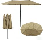 15 ft x 9 ft Replacement Canopy, 12-Rib Polyester Cover for Double-Sided Patio Umbrellas