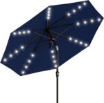 Rectangular Solar LED Patio Umbrella, 16-Light Vented Canopy with Crank Tilt - Orange / 8 X 10 Ft