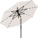 Rectangular Solar LED Patio Umbrella, 16-Light Vented Canopy with Crank Tilt - Royal Blue / 8 X 10 Ft