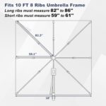 10 x 10 ft Square Cantilever Replacement Canopy, 8-Rib 230 GSM Polyester Cover - Royal Blue
