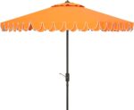 9 ft Valance Patio Umbrella, Polyester Market Umbrella with Crank and Auto Tilt