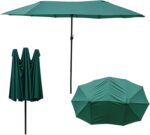 15 ft x 9 ft Replacement Canopy, 12-Rib Polyester Cover for Double-Sided Patio Umbrellas