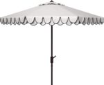 9 ft Valance Patio Umbrella, Polyester Market Umbrella with Crank and Auto Tilt