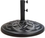 Round Heavy Duty Patio Umbrella Base, Resin Concrete Stand for 1.5–2 in Poles - Black / 42 lb