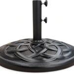  Round Heavy Duty Patio Umbrella Base, Resin Concrete Stand for 1.5–2 in Poles - Black / 42 lb