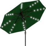 Rectangular Solar LED Patio Umbrella, 16-Light Vented Canopy with Crank Tilt - Light Gray / 8 X 10 Ft