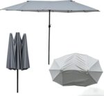 15 ft x 9 ft Replacement Canopy, 12-Rib Polyester Cover for Double-Sided Patio Umbrellas - Topaz