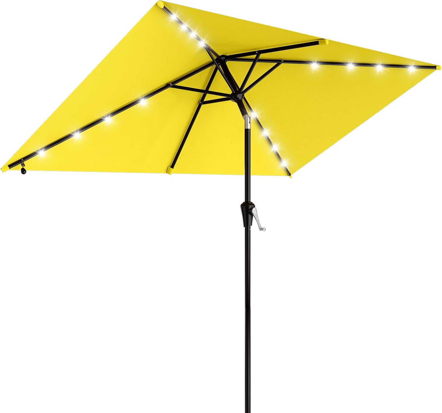 61ox3_Lk-fL._AC_SL1500 Rectangular Solar LED Patio Umbrella, 16-Light Vented Canopy with Crank Tilt - Yellow / 6.5 X 10 Ft