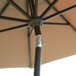 9 ft Bar Height Patio Umbrella, Brown Aluminum Market Umbrella with Auto Tilt