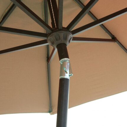 9 ft Bar Height Patio Umbrella, Brown Aluminum Market Umbrella with Auto Tilt