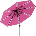 Rectangular Solar LED Patio Umbrella, 16-Light Vented Canopy with Crank Tilt - Navy / 6.5 X 10 Ft