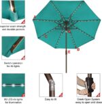 Solar LED Patio Umbrella, 80-Light Acrylic Market Umbrella with Crank and Tilt - Black / 10FT Single Vent