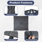 10 x 10 ft Square Cantilever Replacement Canopy, 8-Rib 230 GSM Polyester Cover