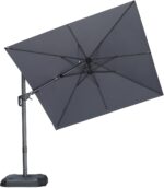 Square Cantilever Patio Umbrella, 360-Degree Rotating Offset Umbrella with Aluminum Frame - Light Grey / 9' X 9' / Left-right Tilt