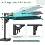10 x 10 ft Square Offset Patio Umbrella, 360-Degree Rotation and 6-Level Tilt, Blue