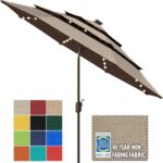 Solar LED Patio Umbrella, 80-Light Acrylic Market Umbrella with Crank and Tilt
