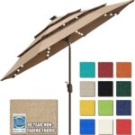 Solar LED Patio Umbrella, 80-Light Acrylic Market Umbrella with Crank and Tilt - Macaw Green / 10FT Triple Vents