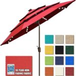 Solar LED Patio Umbrella, 80-Light Acrylic Market Umbrella with Crank and Tilt - Navy Blue / 9FT Single Vent