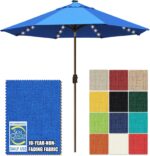 Solar LED Patio Umbrella, 80-Light Acrylic Market Umbrella with Crank and Tilt - White / 9FT Single Vent