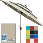 Solar LED Patio Umbrella, 80-Light Acrylic Market Umbrella with Crank and Tilt - Red / 10FT Single Vent