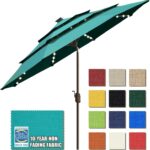 Solar LED Patio Umbrella, 80-Light Acrylic Market Umbrella with Crank and Tilt - Sunflower Yellow / 9FT Single Vent