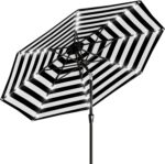 Rectangular Solar LED Patio Umbrella, 16-Light Vented Canopy with Crank Tilt - Orange / 9 Ft