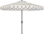 9 ft Valance Patio Umbrella, Polyester Market Umbrella with Crank and Auto Tilt
