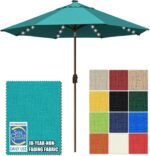Solar LED Patio Umbrella, 80-Light Acrylic Market Umbrella with Crank and Tilt - Mushroom / 10FT Triple Vents