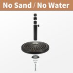 Round Bronze Patio Umbrella Base, Resin Concrete Stand for Up to 1.9 in Poles