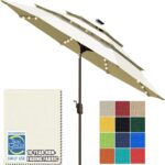 Solar LED Patio Umbrella, 80-Light Acrylic Market Umbrella with Crank and Tilt