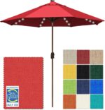 Solar LED Patio Umbrella, 80-Light Acrylic Market Umbrella with Crank and Tilt - Chestnut / 10FT Single Vent