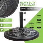 Round Heavy Duty Patio Umbrella Base, Resin Concrete Stand for 1.5–2 in Poles - Black / 40 lb