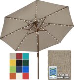 Solar LED Patio Umbrella, 80-Light Acrylic Market Umbrella with Crank and Tilt - Black / 9FT Single Vent