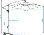 9.5 ft Cantilever Patio Umbrella, Vented Polyester Canopy with Crank and Cross Base - Seafoam