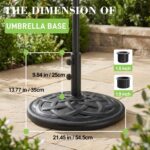 Round Heavy Duty Patio Umbrella Base, Resin Concrete Stand for 1.5–2 in Poles - Bronze / 40 lb