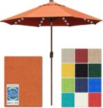 Solar LED Patio Umbrella, 80-Light Acrylic Market Umbrella with Crank and Tilt - Fern / 10FT Triple Vents