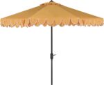 9 ft Valance Patio Umbrella, Polyester Market Umbrella with Crank and Auto Tilt