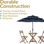 10 ft 3-Tier Solar LED Patio Umbrella, Vented Polyester Market Umbrella with Crank Tilt