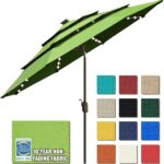 Solar LED Patio Umbrella, 80-Light Acrylic Market Umbrella with Crank and Tilt - Fern / 9FT Triple Vents