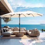 15 ft Replacement Canopy, 12-Rib Polyester Top Cover for Double-Sided Patio Umbrellas